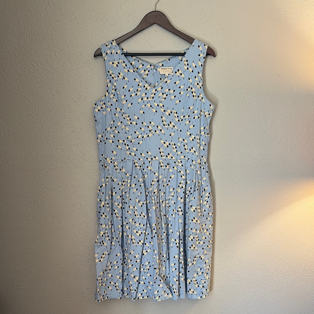 People Tree Blue Scattered Birds Dress